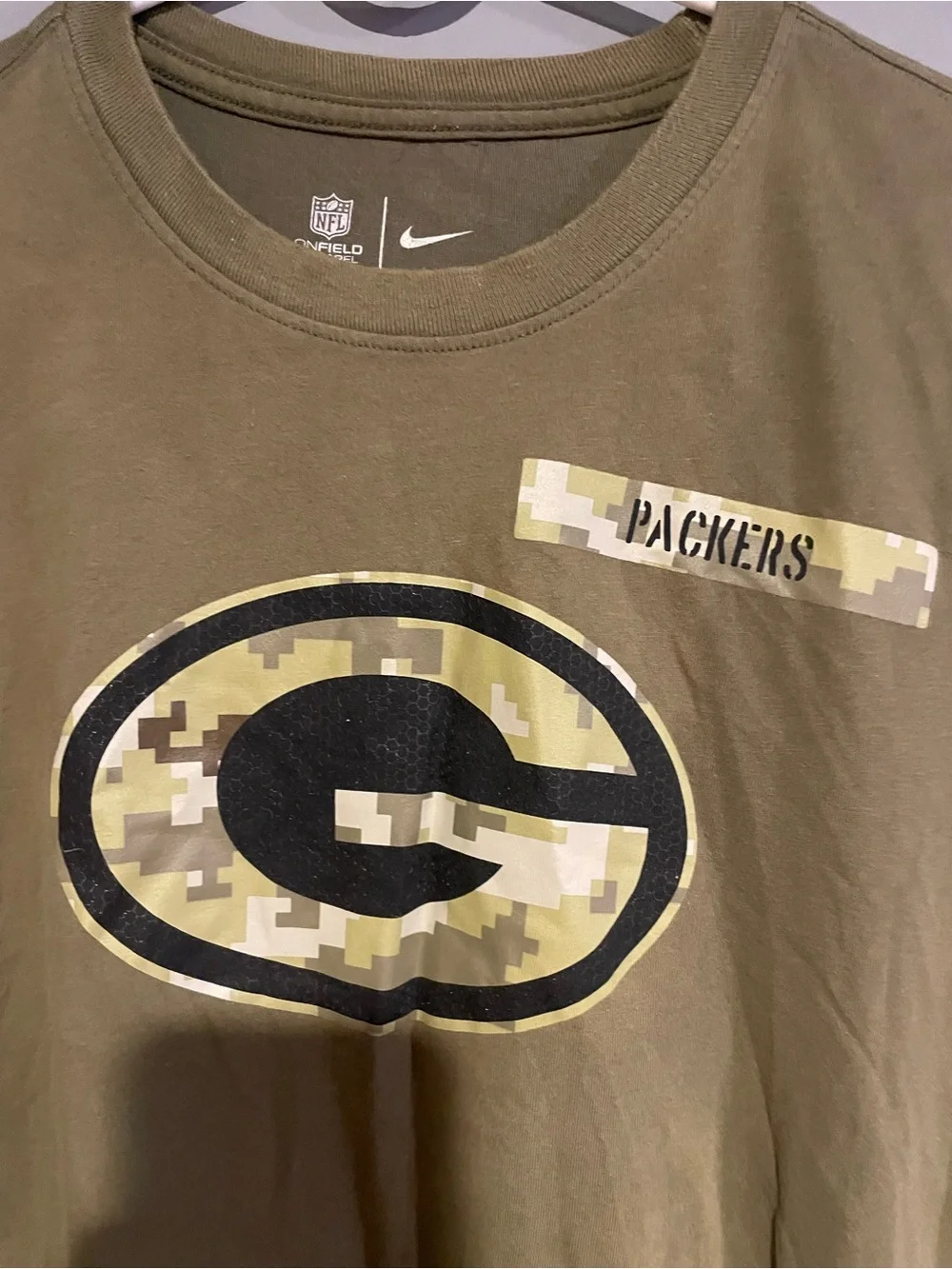 Green Bay Packers Men’s NFL Salute To Service Nike LongSleeve Tee Dri-Fit Size M